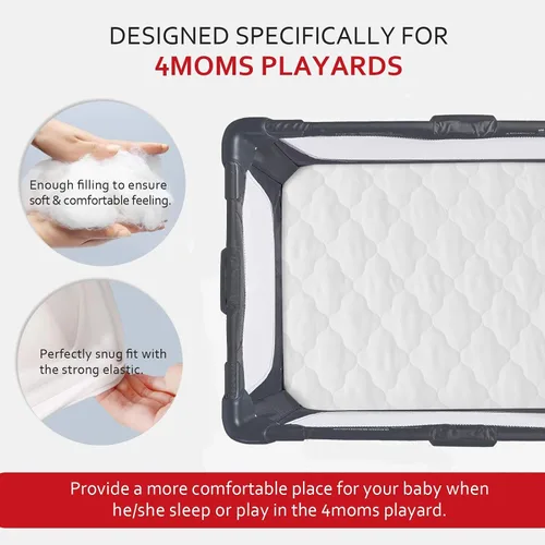 Vista 4 de Sábana impermeable para colchón de 4 mamás Playard, niños empacar y jugar, protector de funda de colchón para 4moms Breeze Plus Playard & Breeze GO