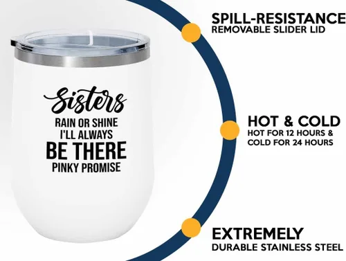 Vista 3 de Bride Proposal White Edition Vaso de vino de 12 onzas – I'll always be there – Regalo conmovedor para boda, despedida de soltera de hermana, novia