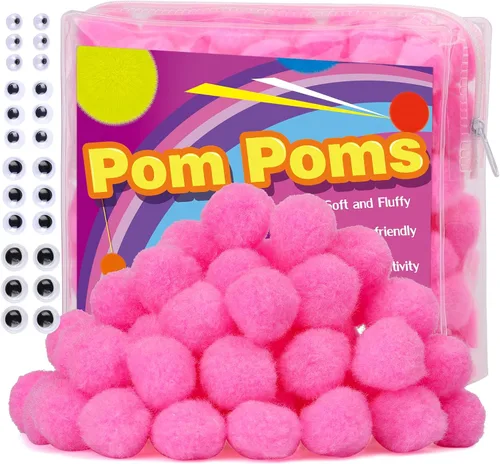 Vista 13 de Veroave Pompones negros, 150 pompones de 1 pulgada para manualidades, bolas de soplo, manualidades y manualidades para decoración de manualidades