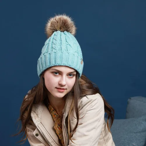 Vista 5 de REDESS Women Winter Pompom Beanie Hat with Warm Fleece Lined, Thick Slouchy Snow Knit Skull Ski Cap