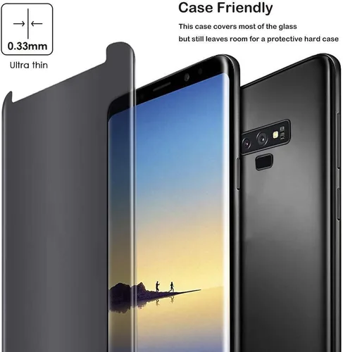 Vista 4 de LYWHL Paquete de 3 protectores de pantalla de privacidad para Note 8 / Note 9, antiespía, película de vidrio templado para Samsung Galaxy Note 8