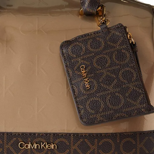 Vista 6 de Calvin Klein Ashley Barrel Satchel, cuadros negros y blancos