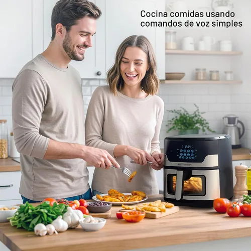 Vista 4 de Emerson Freidora de aire SmartVoice de 5.3 cuartos de galón, más de 1000 comandos de voz, cocina digital 6 en 1, diseño compacto de encimera, cocina