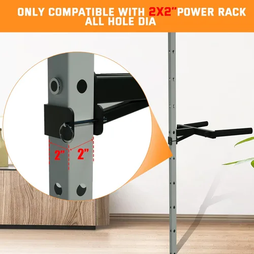 Vista 4 de Accesorio de barra de inmersión mejorado para estante de sentadillas de 2 x 2 pulgadas, accesorio de estante de potencia resistente con orificio