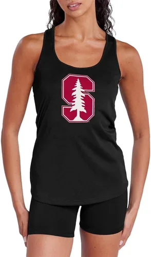 Vista 448 de Camiseta deportiva sin mangas oficial de NCAA Collegiate para mujer, con espalda cruzada, colección con logotipo primario