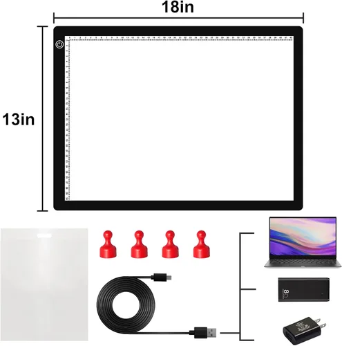 Vista 6 de Tablero de luz LED A3, caja de luz de seguimiento A3, almohadilla de luz magnética, mesa de luz para rastreo, tablero de copia LED, bloc de bocetos