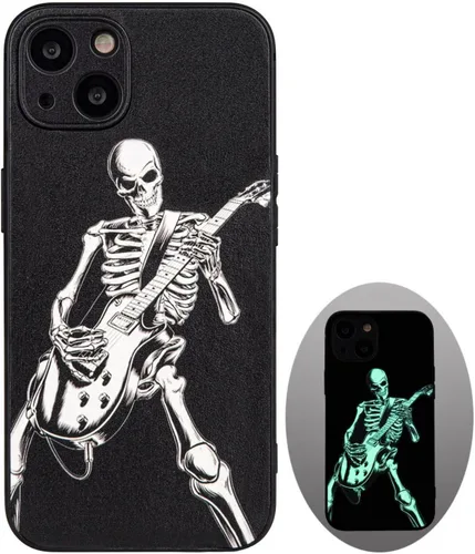 Vista 15 de X spirit Funda genial para iPhone 11, diseño de esqueleto de calavera, estilo gótico atrevido emo luminoso, dedo medio, rock n roll, se ilumina