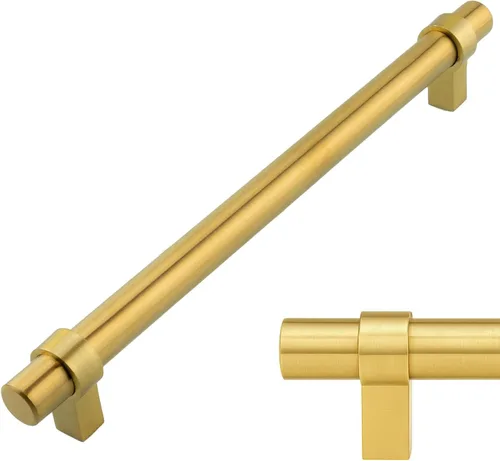 Vista 24 de Modket Paquete de 1 manija estilo barra europea de oro cepillado para gabinete de acero inoxidable 304 de 2 pulgadas