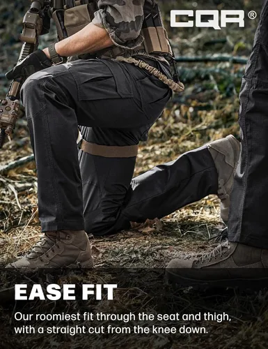 Vista 5 de CQR Pantalones tácticos para hombre, resistentes al agua, pantalones cargo Ripstop, ligeros EDC trabajo, senderismo, ropa para exteriores