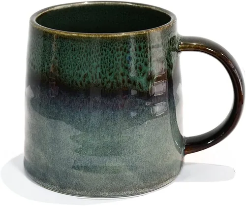 Vista 10 de Taza de café grande de cerámica, taza de té para oficina y hogar, tazas de café de cerámica hechas a mano, 16.5 onzas, aptas para lavavajillas