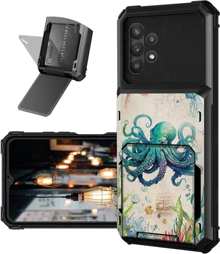 Vista 19 de Funda tipo cartera para Samsung Galaxy A32 5G con ranura para tarjetero, funda con tapa híbrida de doble capa, resistente, a prueba de golpes, funda