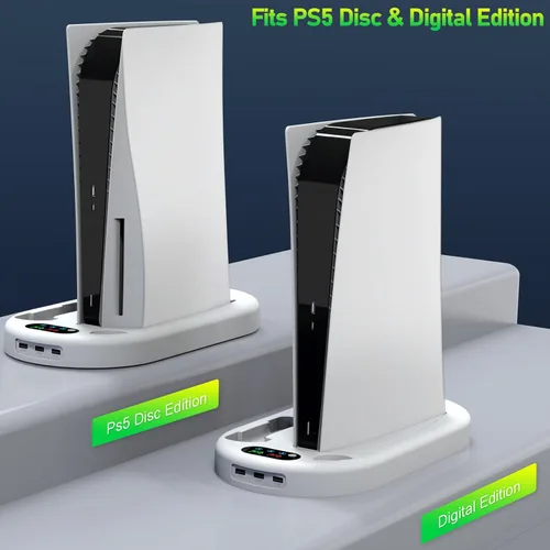 Vista 7 de for PS5 Stand Cooling Station with Dual PS5 Charging Station Playstation 5 Console Cooler for ps5 Host Docking Station with Cooling Fan PS5