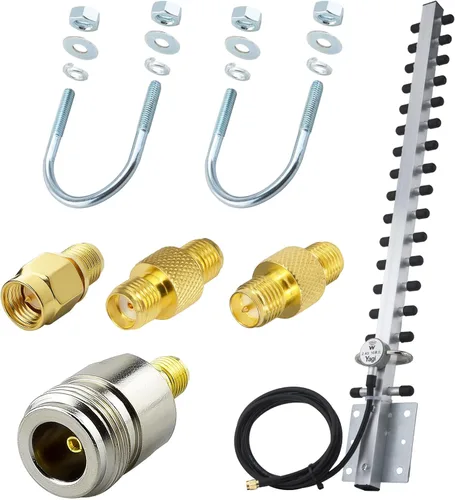 Vista 13 de Yagi Antena WiFi 2.4GHz 25dBi RP-SMA Conector Antena Direccional Yagi de alta ganancia con cable de 1,5 M de largo alcance para router
