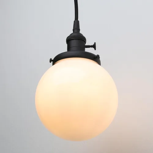 Vista 9 de Pathson Milk White Globe Pendant Light with Switch, Modern Pendant Lamp with Adjustable Wire Cord, Frosted Glass Ceiling Lighting Fixture Decor for