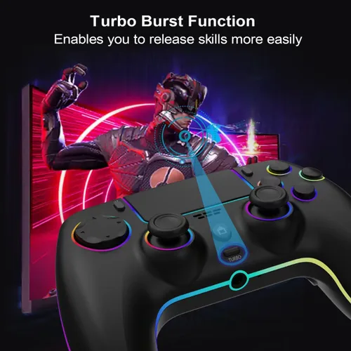 Vista 4 de SZDILONG Wireless Controller with 7 Colors RGB Light for P-S5 Pro/Slim,MAC,iOS,Steam,PC Windows/Android 10 and Above,Support