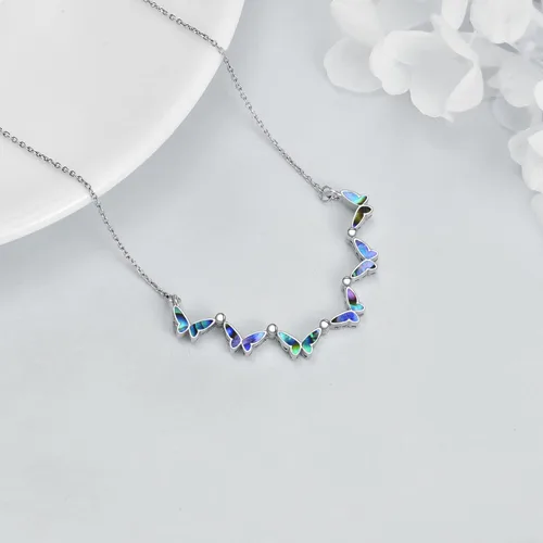 Vista 5 de AXELUNA Collar con dije de estrella de David de plata de ley con diseño de mariposa magnética plegable hexagonal para mujer