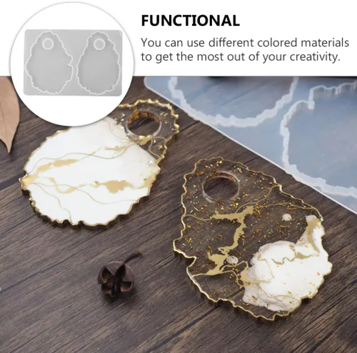 Vista 9 de Sewroro Molde de fundición irregular para bandeja de silicona, bandeja de maquillaje útil para fundición de resina epoxi, manualidades, decoración
