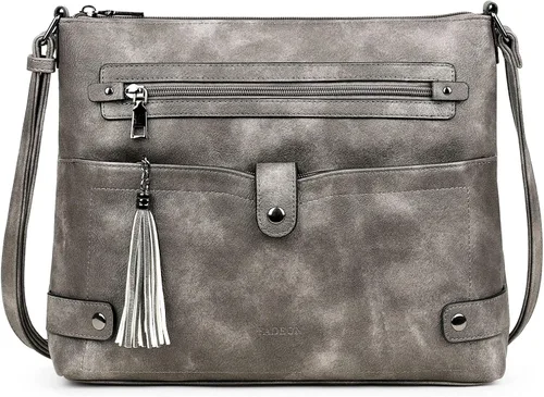 Vista 11 de FADEON Bolsos cruzados grandes para mujer, bolso cruzado de cuero de diseñador, bolso de hombro con múltiples bolsillos