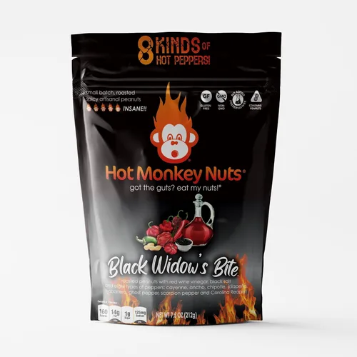 Vista 11 de Hot Monkey Nuts Spicy Artisanal Peanuts Hot Winged Reaper - Sabor con condimento de ala de búfalo, queso azul y pimienta Carolina Reaper, bolsa