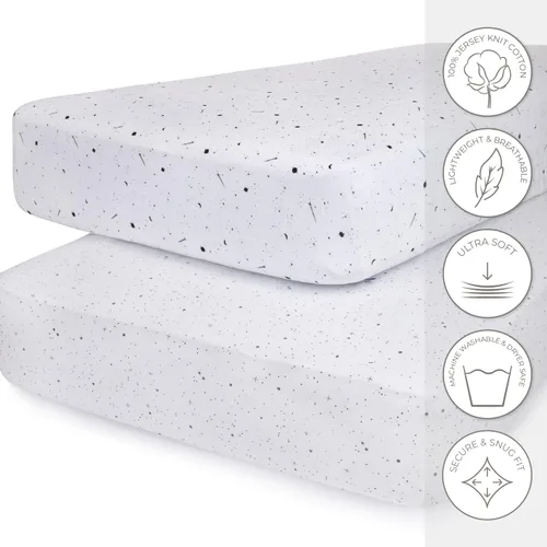 Vista 3 de Ely’s & Co. Sábanas para cuna, juego de sábanas ajustadas para colchón de cuna para bebé niña/niño, pack de 2, 100% jersey de algodón, ropa de cama