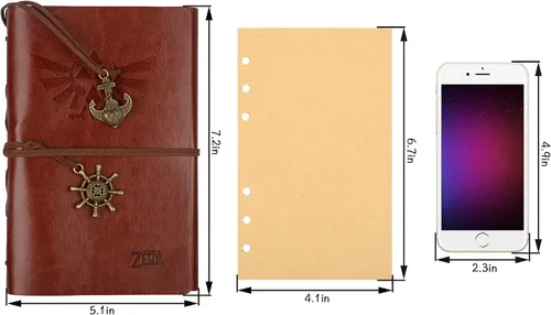 Vista 8 de ONE250 Legend of Zelda Journal, Writing Journal, Travel Diary, 7.2x5.1 Notebook, Writers Notebook, Refillable Diary Sketchbook, Fountain Pen Safe