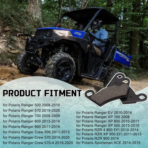 Vista 2 de 2 pares de pastillas de freno traseras o delanteras para Polaris Ranger 500 570 700 800 900 RZR 800 900 XP Ranger 700 accesorios 800 XP Crew Diesel