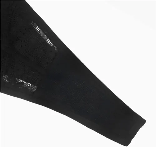 Vista 4 de Banamic Tangas de malla con corte de encaje sexy para mujer, ropa interior de cintura media