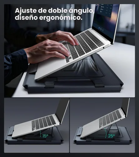 Vista 3 de Nillkin Funda para laptop de 14 pulgadas con asa (4 en 1), 2 modos de soporte, funda para MacBook con soporte ajustable y alfombrilla para mouse