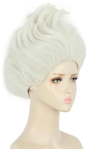 Vista 3 de yuehong Peluca corta blanca de anime con estilo resistente al calor, disfraces de Halloween y cosplay