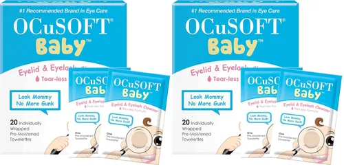 Vista 7 de OCuSOFT Limpiador de párpados y pestañas para bebés, toalla prehumedecida, blanco/azul, 20