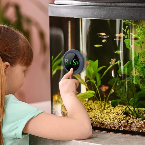 Vista 2 de Termómetro digital para tanque de peces PAIZOO con pantalla LED precisa de ±0.9°F, termómetro de acuario para medición de temperatura adecuado