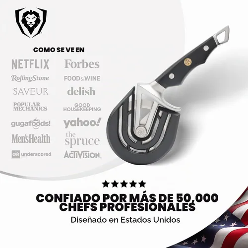 Vista 6 de Dalstrong Orbit Razor - Rueda cortadora de pizza - Acero inoxidable 304 Rueda giratoria de tres radios - Mango G-10 - Para pizza casera - Pan