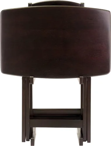 Vista 4 de Winsome Dylan Juego de Mesa de Aperitivos con Soporte, para Sala de Estar, 26", Espresso, Juego de 4 Mesas