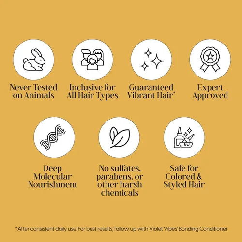Vista 7 de Violet Vibes Bonding Champú reparador del cabello Fórmula avanzada de unión para fuerza y salud diaria del cabello Restaurador y nutritivo