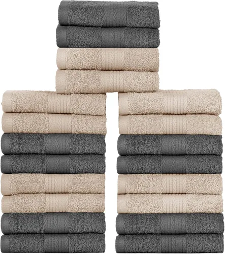 Vista 15 de Ample Decor Juego de 12 toallas de baño de 600 GSM, 100% algodón, 4 toallas de baño, 4 toallas de mano, 4 paños de lavado, absorbentes y suaves