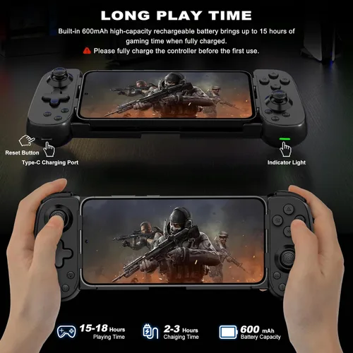Vista 6 de arVin Mobile Gaming Controller for iPhoneiPadAndroidTabletPCSwitchPS3PS4, Wireless Gamepad Joystick with Turbo6-axis GyroVibration, Play Xbox Cloud