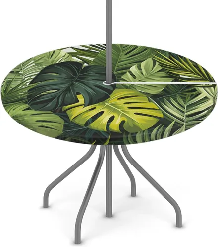 Vista 13 de Mantel redondo para exteriores con agujero para paraguas, mantel de temporada con margaritas para exteriores, con cremallera, impermeable, mantel