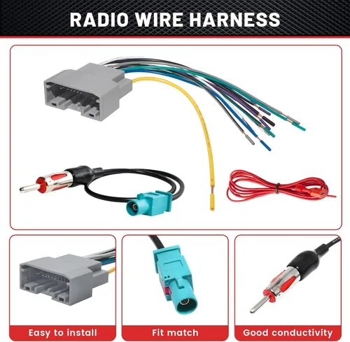 Vista 4 de RED WOLF Arnés de cableado de radio con adaptador de antena para Select 2007-2016 Dodge / 2008-2016 Jeep/2007-2016 Chrysler Install Aftermarket