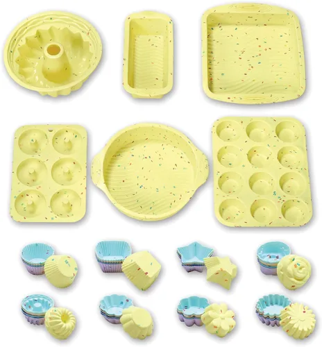 Vista 9 de Juego de 46 utensilios de silicona para hornear: moldes para pasteles, sartenes y tazas para hornear Juego de utensilios para hornear de silicona