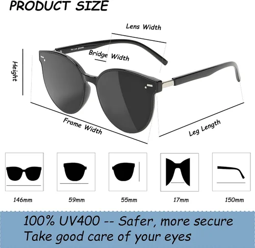 Vista 4 de Yaserra Classic Round Sunglasses Retro Vintage Shades