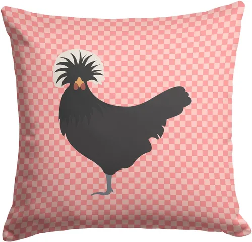 Vista 449 de Caroline's Treasures BB8163PW1414 Beltsville - Almohada decorativa de tela a cuadros pequeños, color blanco, pavo y gallina azul, lavable a máquina