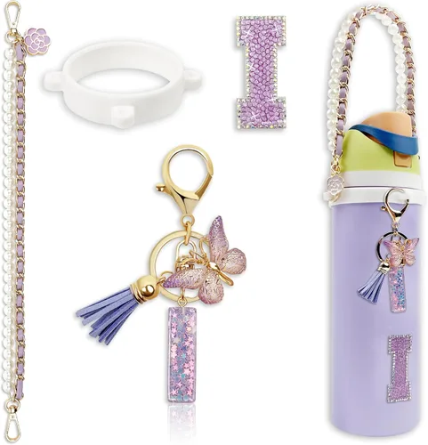 Vista 71 de Letter Handle Strap Accessories with Cute Initial Charm Compatible with Owala Water Bottle 24oz 32oz 40oz Owala Kids