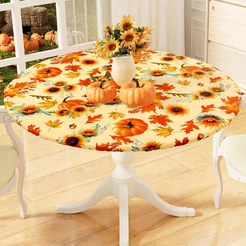 Vista 9 de misaya Mantel redondo ajustable con borde elástico, mantel de plástico impermeable a prueba de aceite, mantel con parte trasera de franela de vinilo