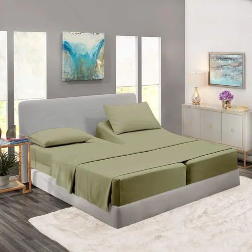 Vista 9 de Rajlinen Split Queen Sheet Sets for Adjustable Beds - Sheets for Sleep Number Bed 15" Deep Pocket - 100% Cotton Split Queen Bed Sheet Set - Split