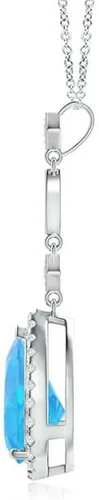 Vista 2 de Angara Collar con colgante solitario de topacio azul suizo natural para mujeres, niñas en oro macizo de 14 quilates, piedra natal de diciembre