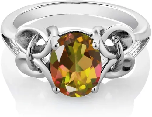 Vista 15 de Gem Stone King Anillo de compromiso ovalado con piedra natal para mujer, plata de ley 925, ovalado de 0.354 x 0.276 in, anillo de compromiso