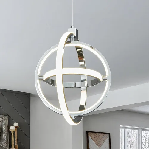 Vista 8 de Lámpara LED moderna con anillo dorado, lámpara colgante de 4000 K, regulable en altura ajustable, iluminación colgante para comedor, cocina, isla