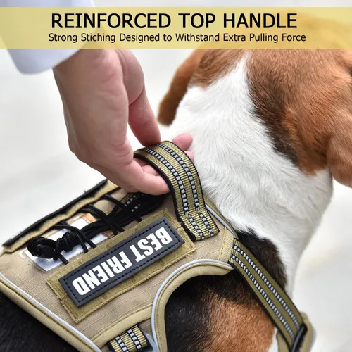Vista 4 de PET MARVEL Arnés para perro resistente con asa, chaleco ajustable sin tirones para exteriores con hebillas de metal, panel MOLLE y tiras