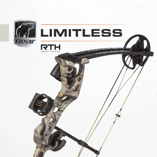 Vista 2 de Bear Archery Limitless Arco Compuesto de Doble Leva - Incluye Carcaj, Mira y Apoyo, God's Country