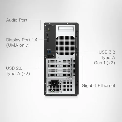Vista 8 de Dell Inspiron 3020 Desktop - Intel Core i7-13700, SSD de 1 TB + disco duro de 1 TB, RAM DDR4 de 16 GB, DVD RW, gráficos Intel UHD 770, Windows 11